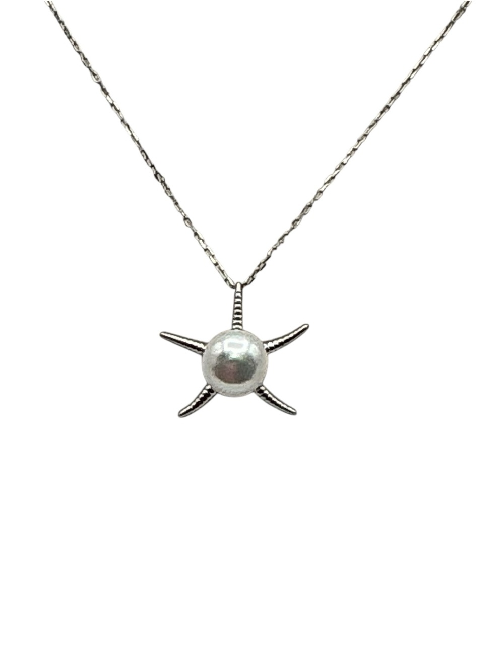 Starfish Pearl Pendant Necklace -Sterling Silver 925 Chain